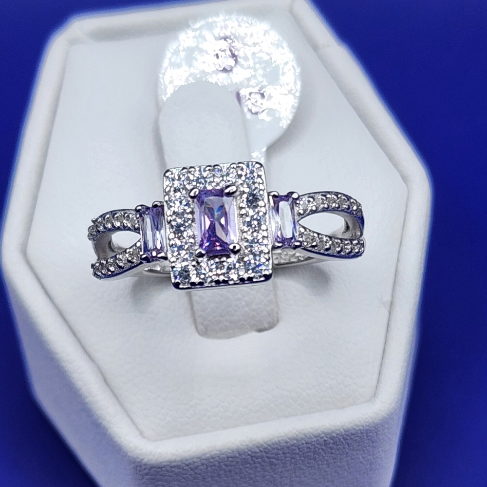 Sterling Silver Lavender Cubic Zirconia Ring - Bomb Party